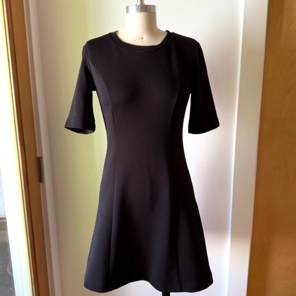 & Other Stories Ribbed Short Sleeve Mini Dress-Black Fit & Flare Skater-Sz US 6